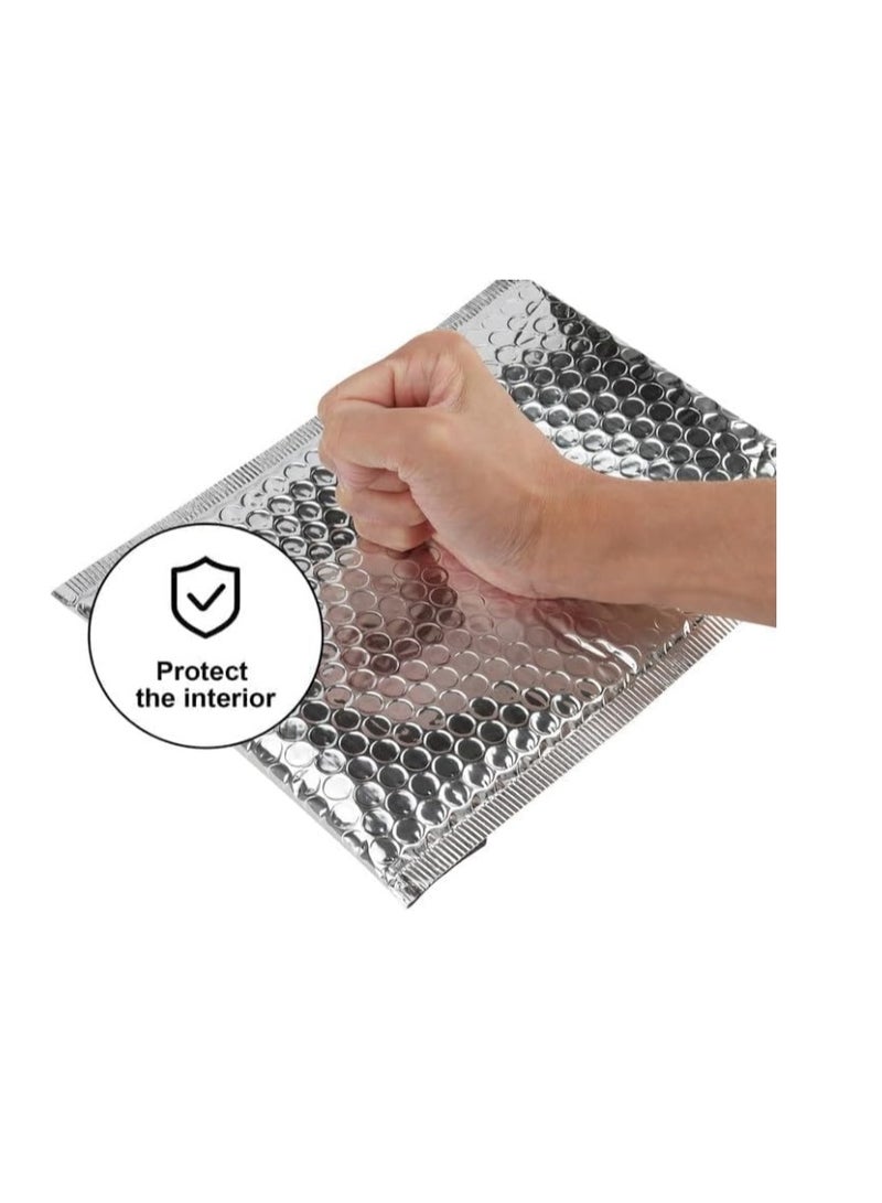 الواحة-TH مغلفات فقاعية معدنية 20×25 سم، فضية اللون، مبطنة بالبوليستر، أكياس شحن ذاتية الإغلاق من رقائق معدنية، عبوة من 20 قطعة - Image 4